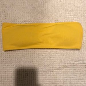 Yellow strapless bathing suit and matching bottoms